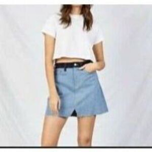 Etica Lucy Cutoff Mini Jean Shirt (Size 28)